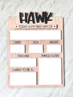 Load image into Gallery viewer, Reusable Back To School Sign - Hawk Design
